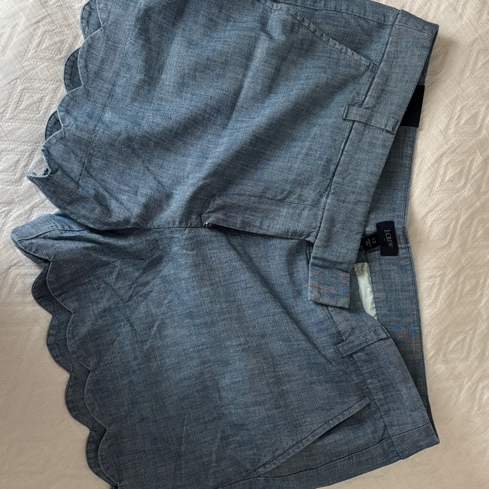 J. Crew Blue Scalloped Hem Shorts